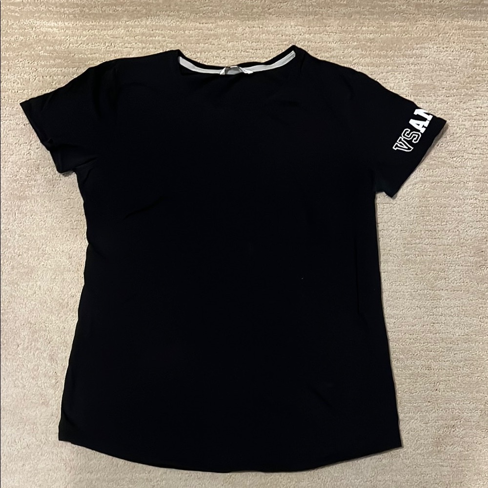 Victoria's Secret Fitted Black and White Short Sleeve Tee